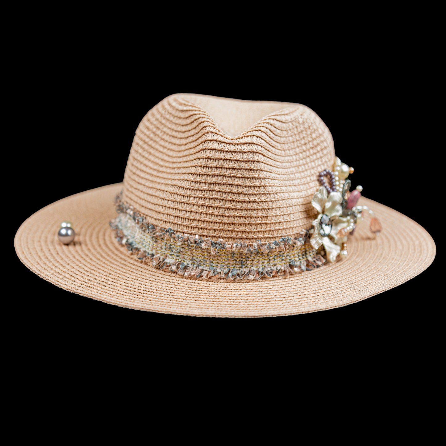 Straw fedora hat from the Flowers collection