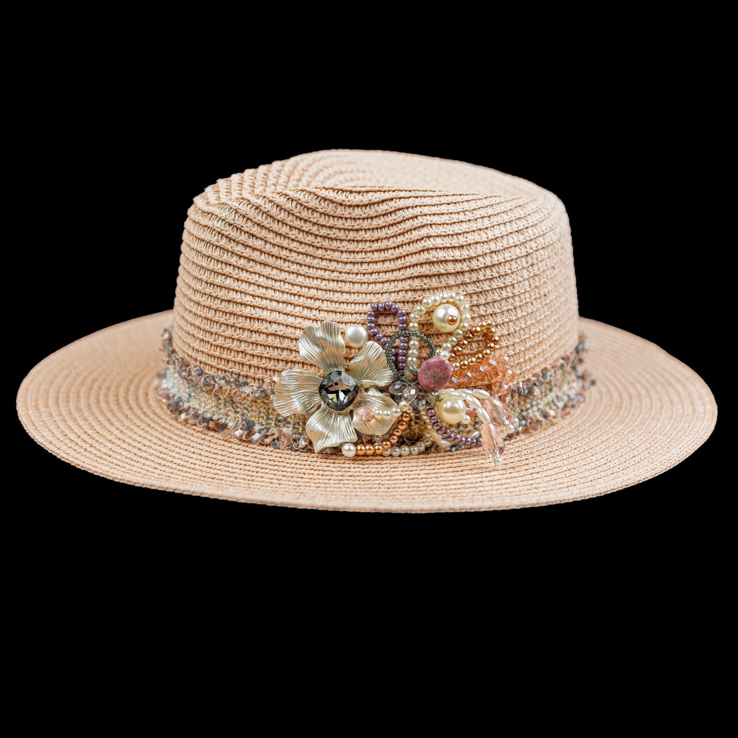 Straw fedora hat from the Flowers collection