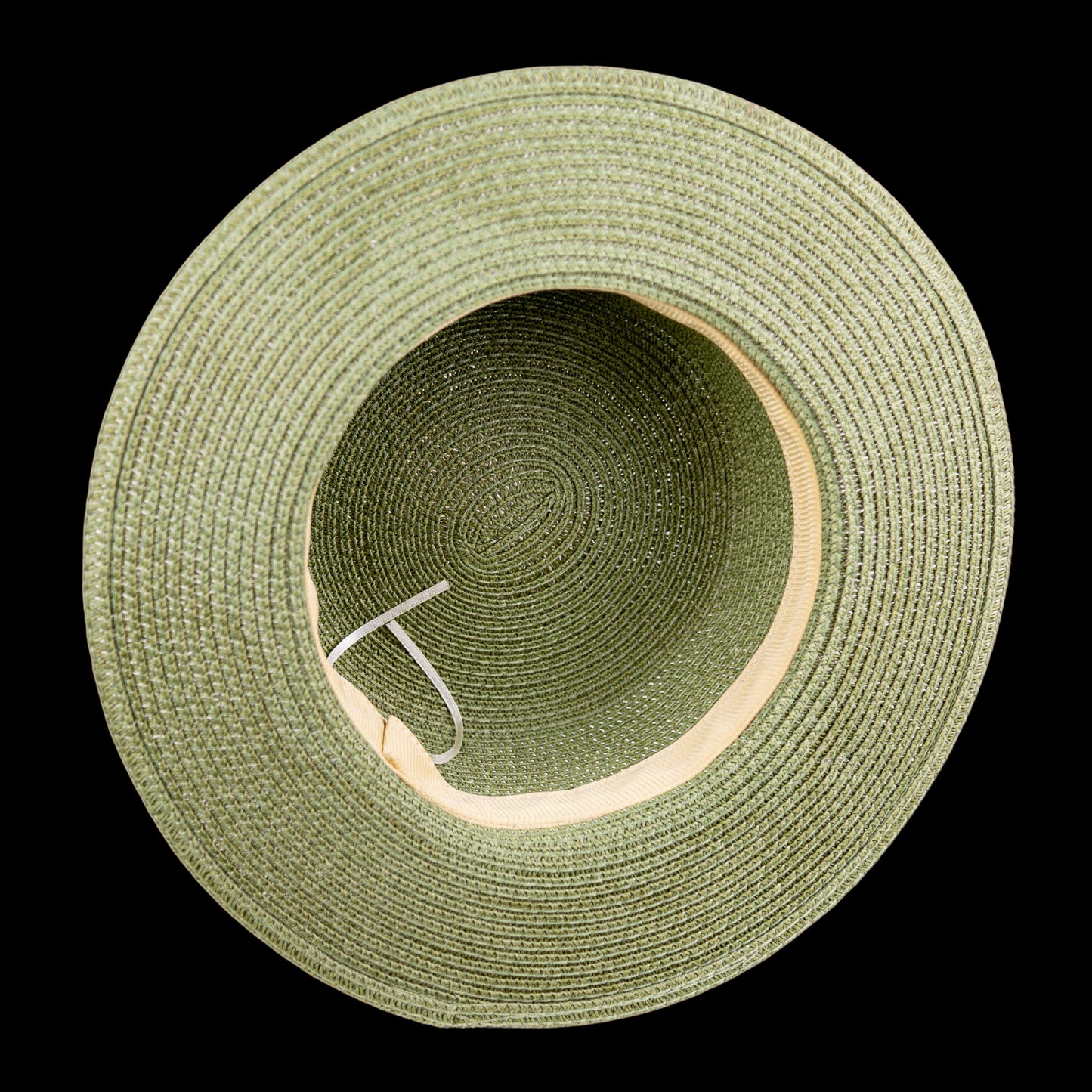 Green Straw Canotier Hat with Silk Trim
