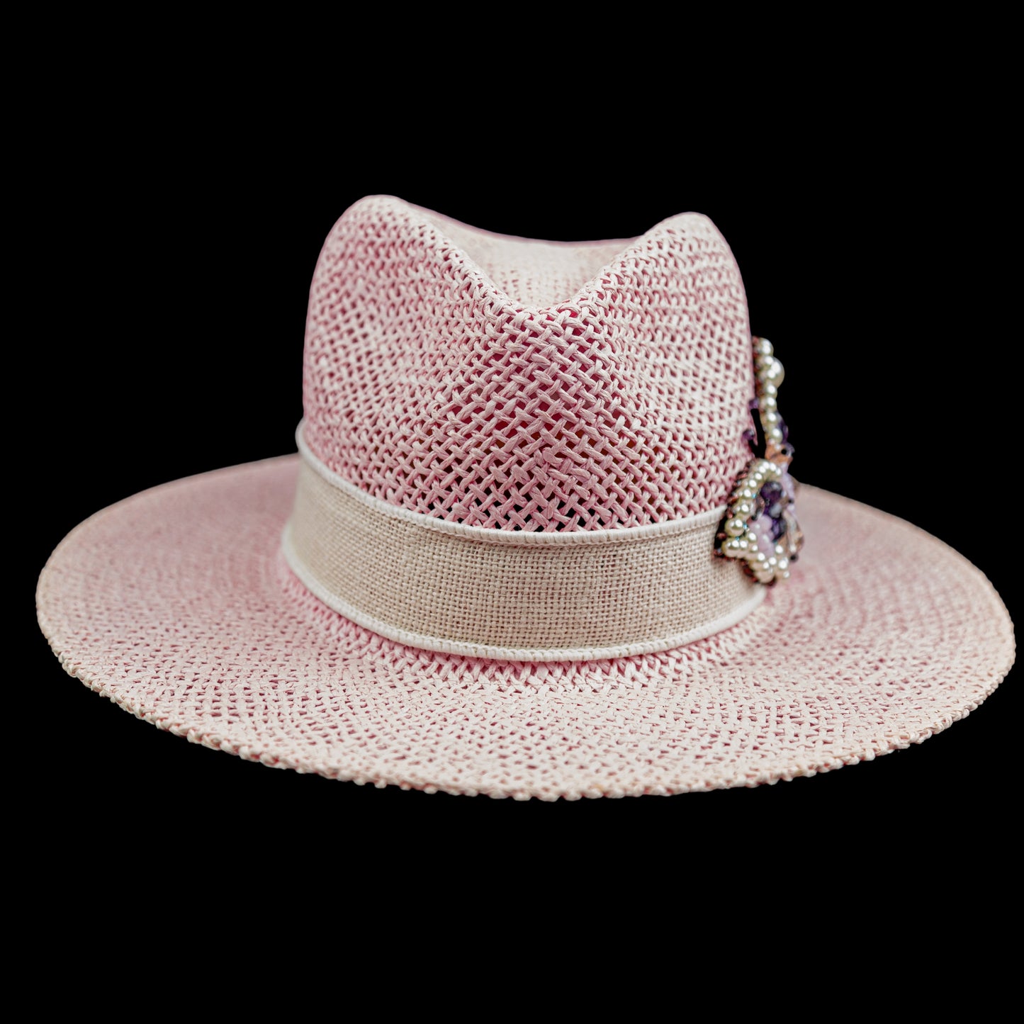 Straw fedora hat from the Flowers collection