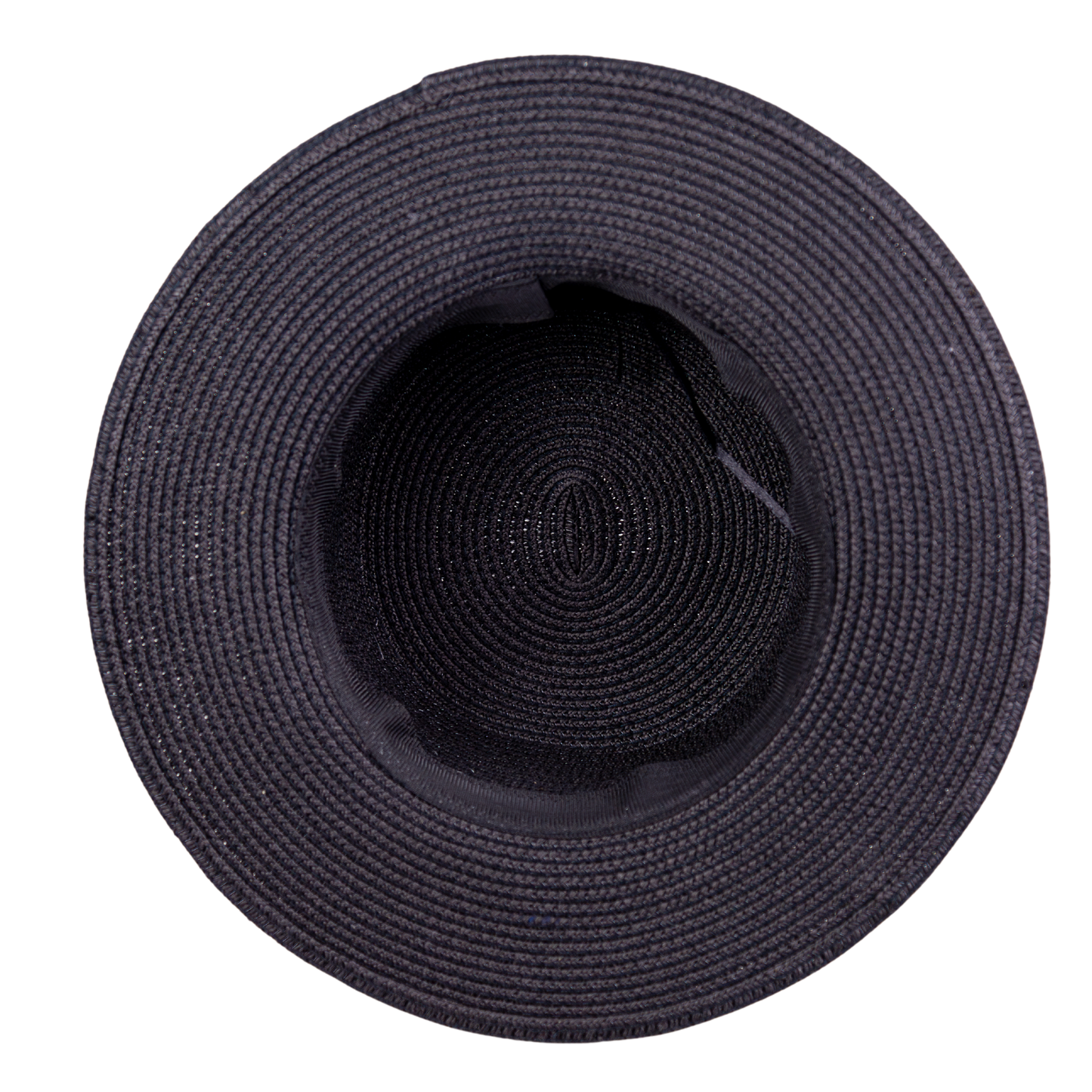 Black Straw Canotier Hat with Bead Ribbon