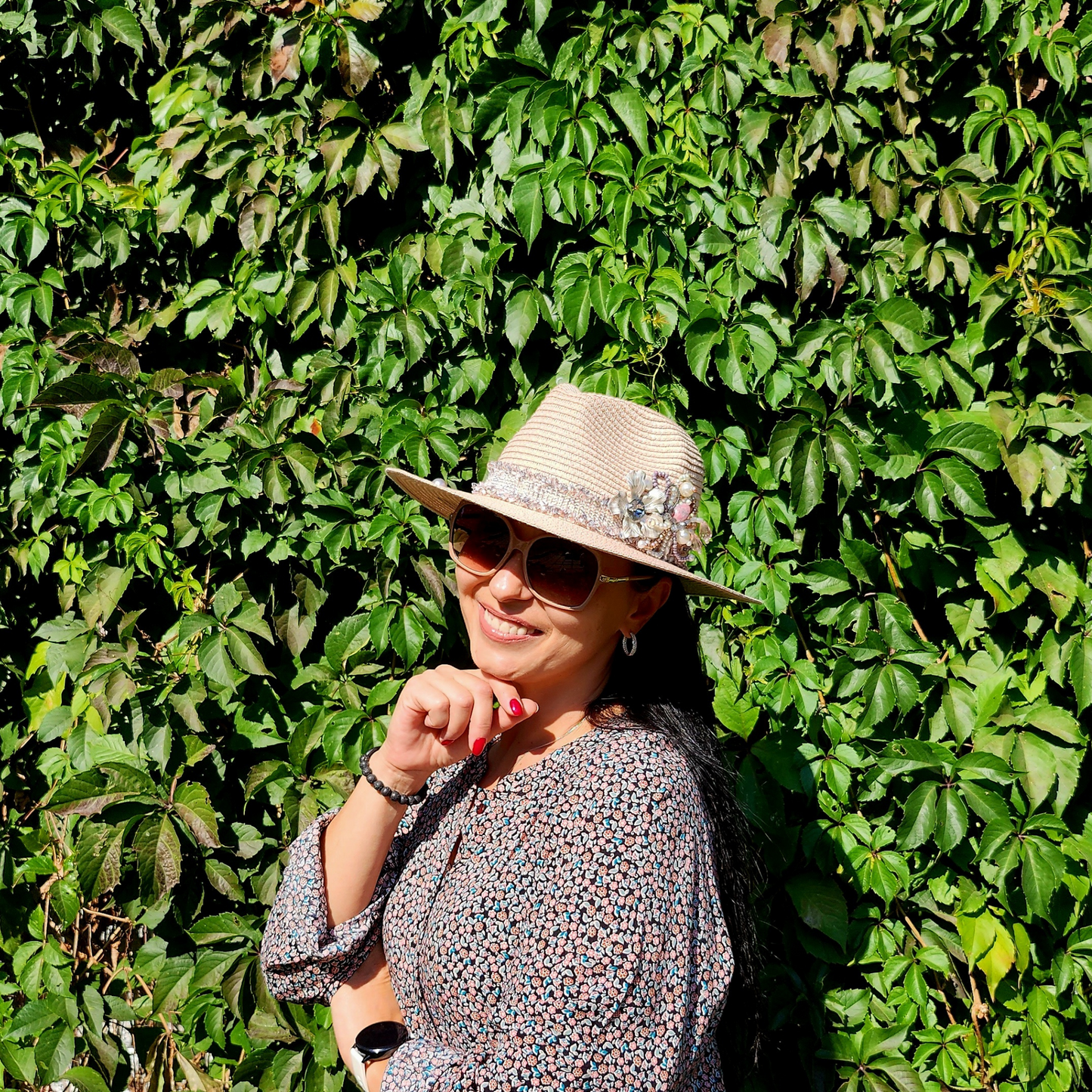 Straw fedora hat from the Flowers collection