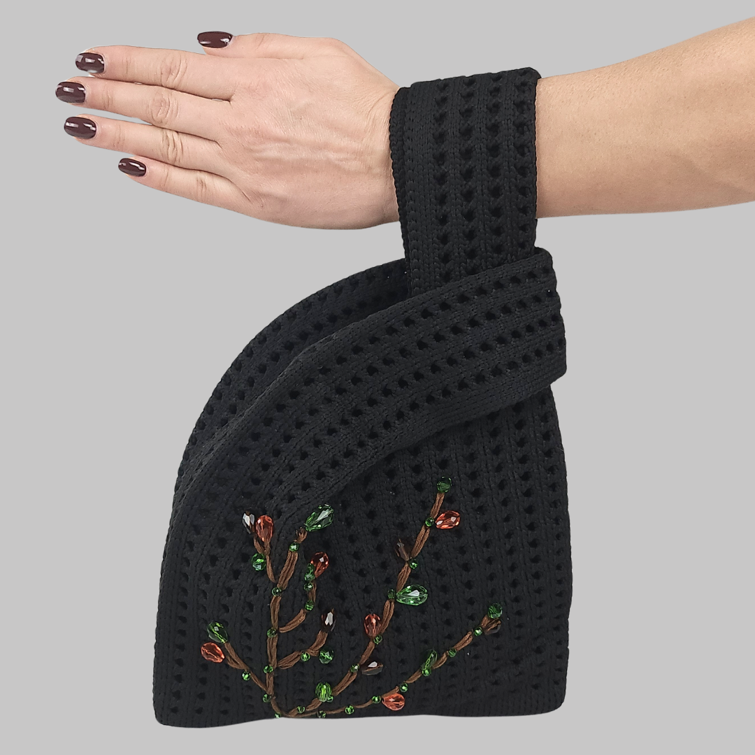 Black Elegant Handmade Crocheted Handbag