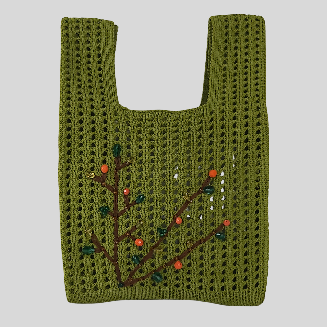 Olive Elegant Handmade Knitted Handbag