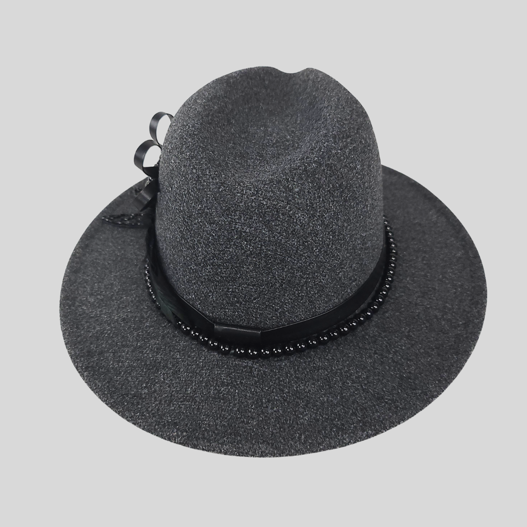 Grey Fedora Felt Hat Handmade in a single copy