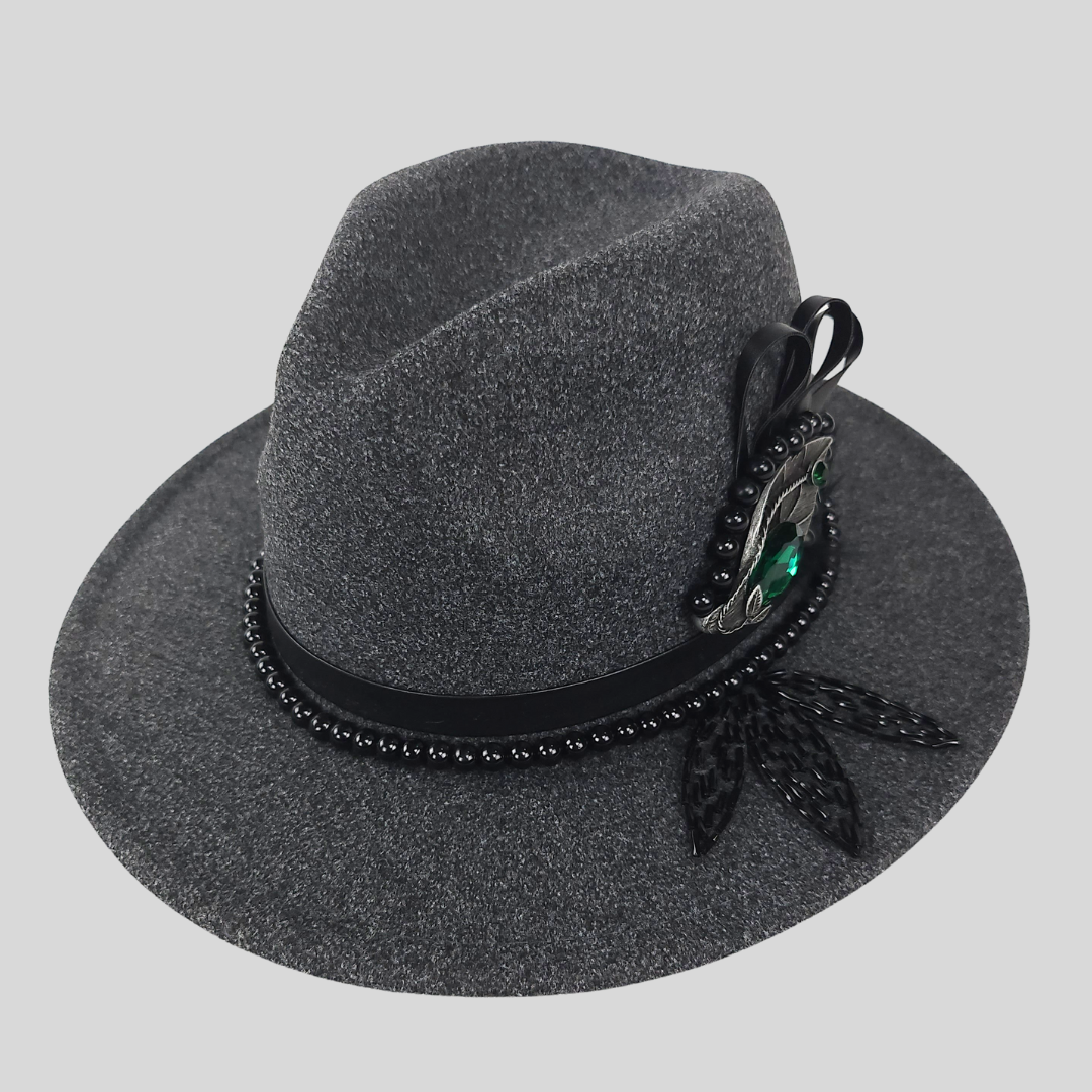 Grey Fedora Felt Hat Handmade in a single copy