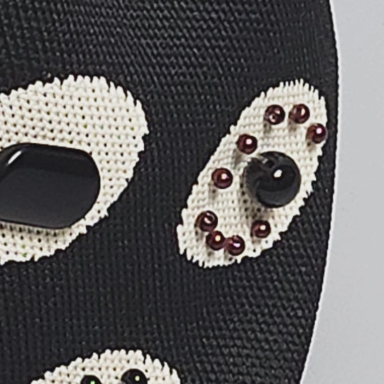 Black Fabric Polka Dot Bag with Pearls and Stones-bag jewelry video close up
